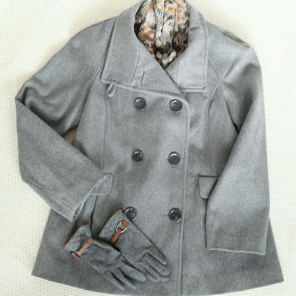 Calivn Klein Woman's Gray Wool Pea Coat